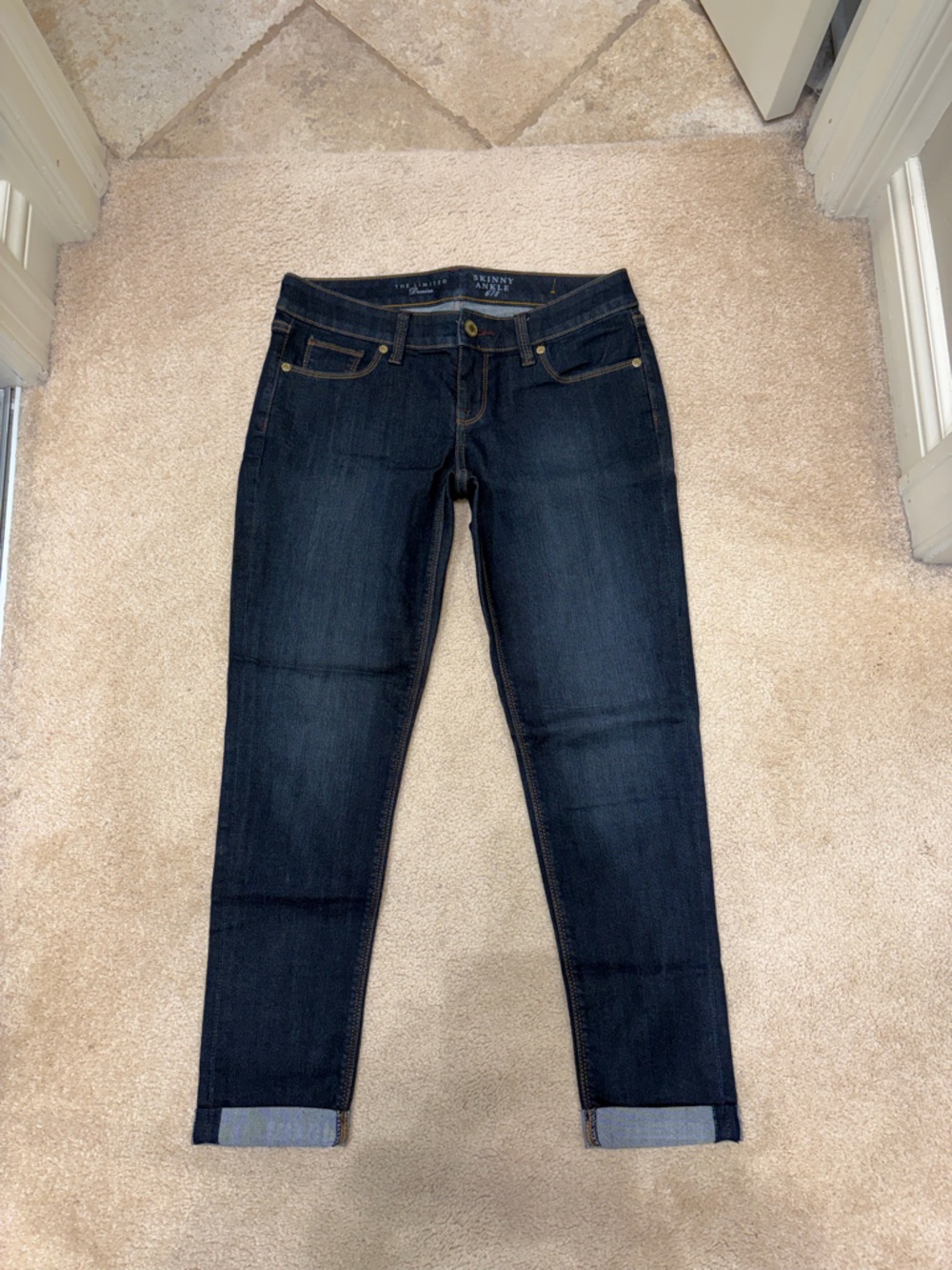 The Limited Dark Indigo cropped ankle jeans